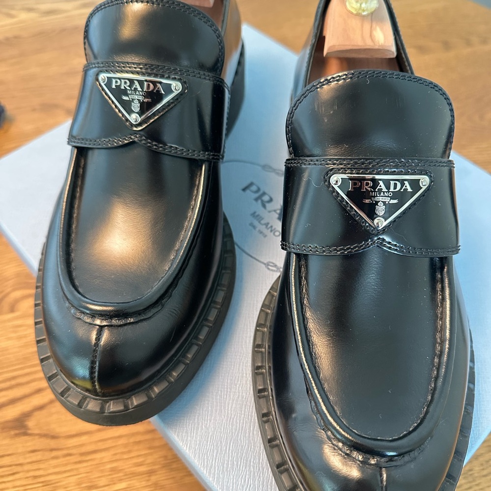 PRADA women’s Calzature Donna Spazzolato 1 loafers US size 10 - Picture 1 of 11